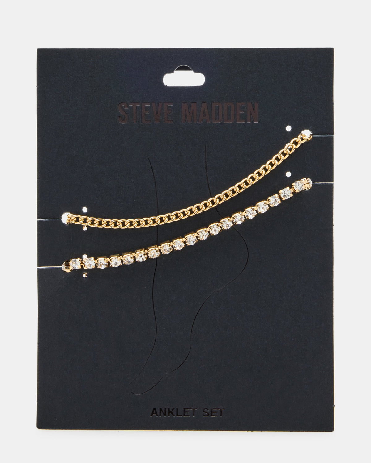2-PIECE RHINESTONE CHAIN ANKLET SET